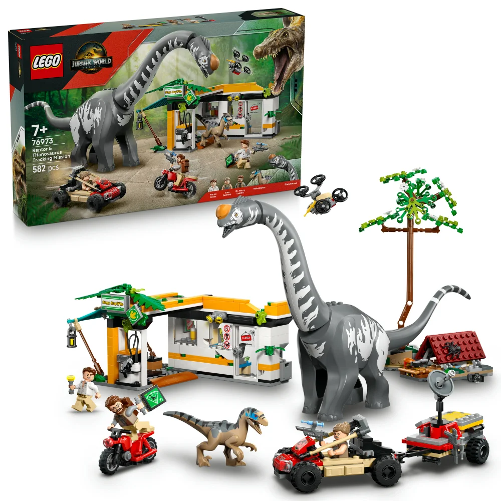 LEGO® Jurassic World Raptor & Titanosaurus Tracking Mission Dinosaur Toy 76973 Afbeelding 1