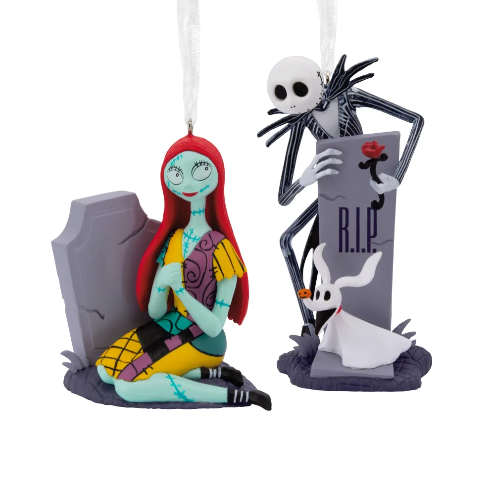 Hallmark Storied Moments Disney The Nightmare Before Christmas Ornaments - Set of 2 - Jack & Sally Afbeelding 1