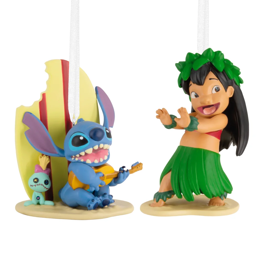 Hallmark Storied Moments Disney Lilo & Stitch Christmas Ornaments - Set of 2 Afbeelding 1