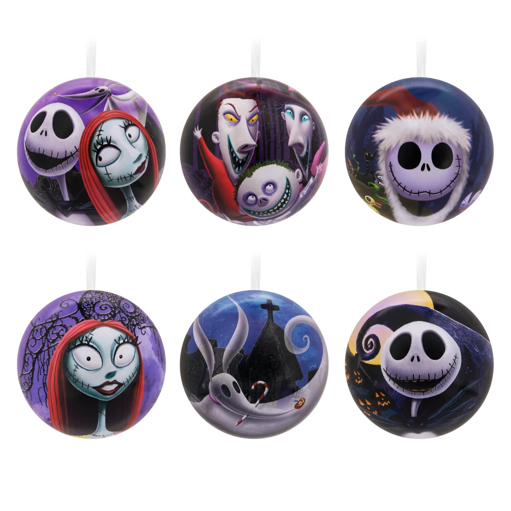 Hallmark Disney The Nightmare Before Christmas Tin Ball Christmas Ornaments, Pack of 12 Afbeelding 1