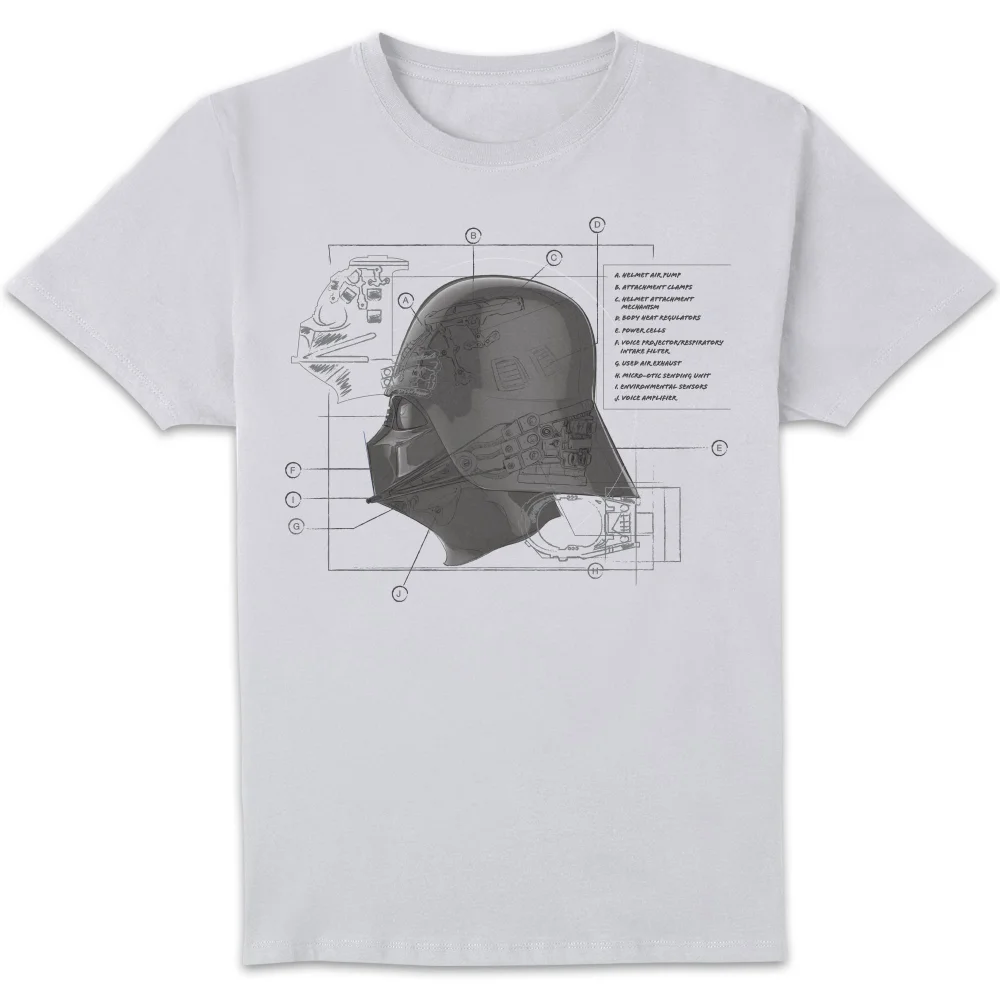 Star Wars Mask Diagram Unisex T-Shirt - White - S Afbeelding 1