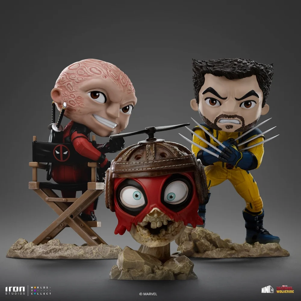Iron Studios Deadpool and Wolverine Deadpool and Wolverine set Unmasked MiniCo Statue Afbeelding 1