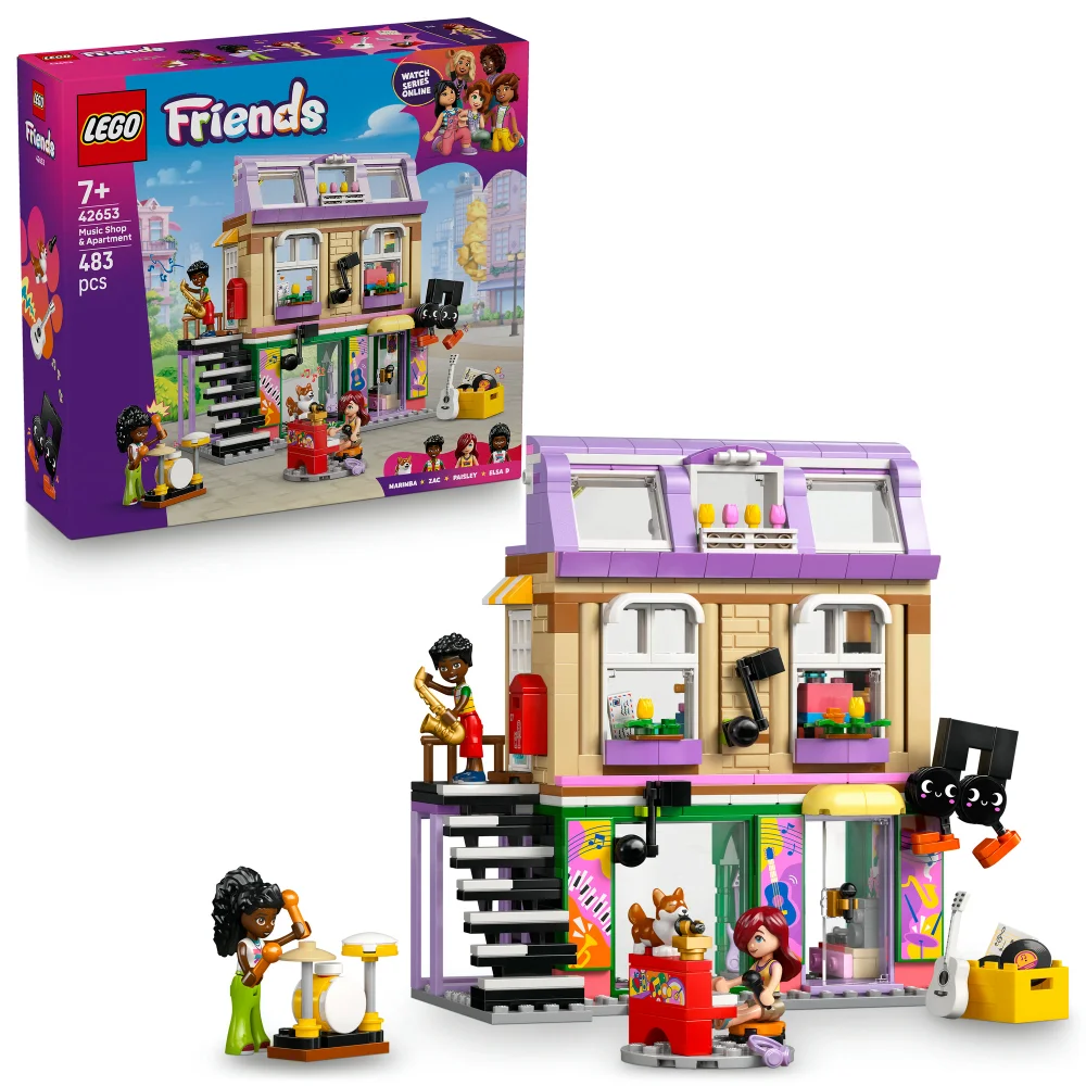 LEGO® Friends Music Shop & Apartment Building Set Pretend-Play Toy 42653 Afbeelding 1