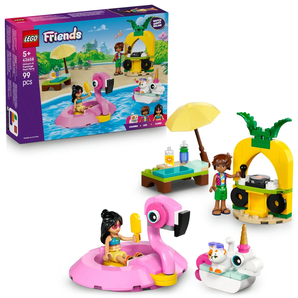 LEGO® Friends Unicorn & Flamingo Pool Party Toy Building Set 42658 Afbeelding 1