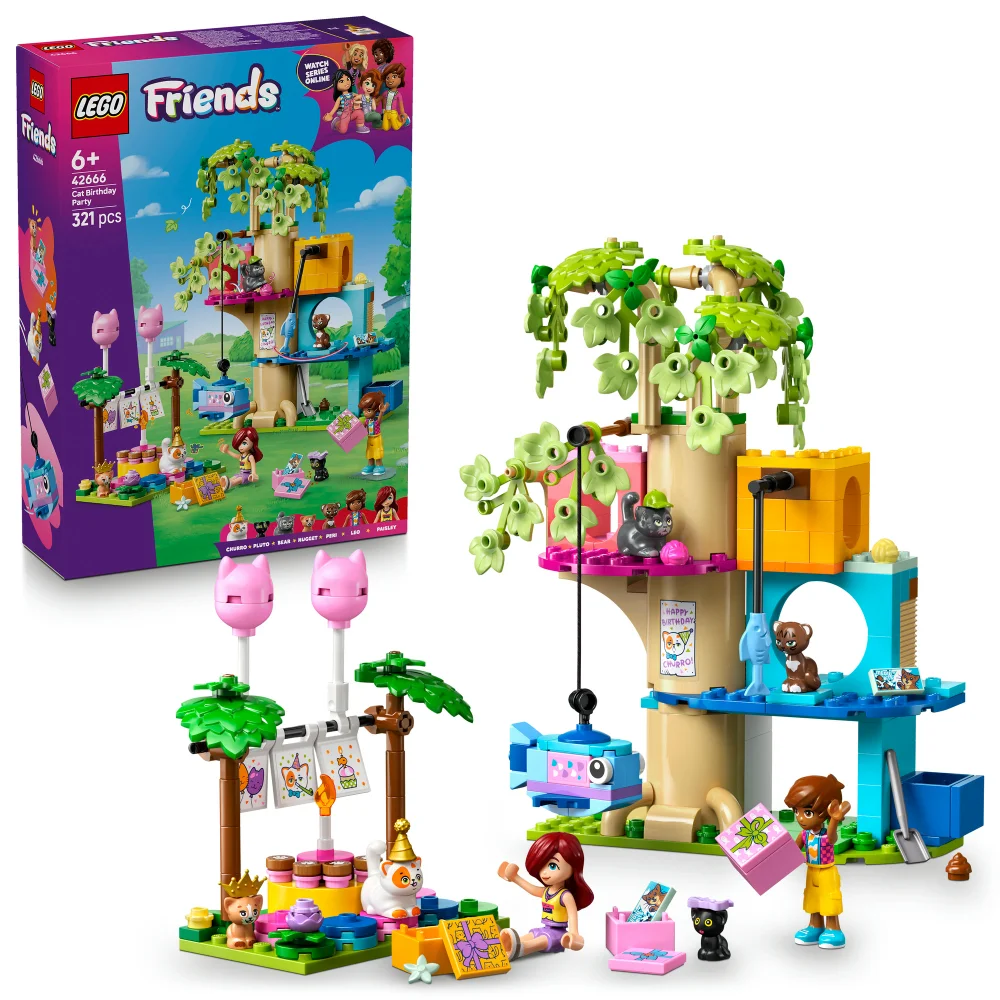 LEGO® Friends Cat Birthday Party & Tree House Building Kit Toy 42666 Afbeelding 1
