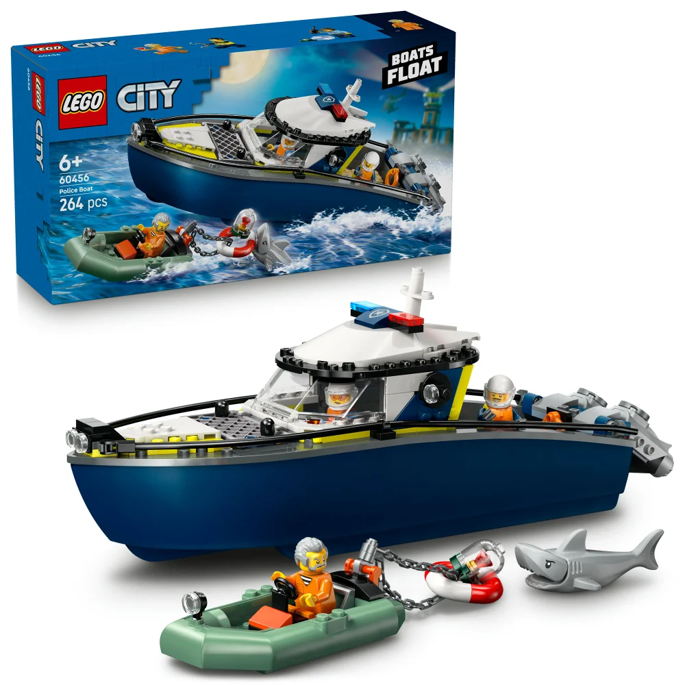 LEGO City Police Boat Chase Toy with a Speedboat 60456 Afbeelding 1