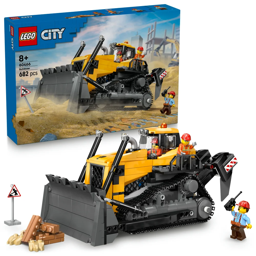 LEGO City Yellow Bulldozer Construction Vehicle Toy 60466 Afbeelding 1