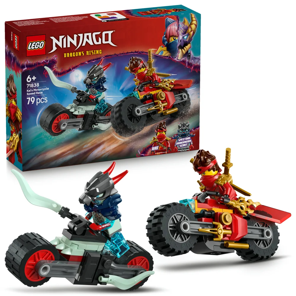 LEGO® NINJAGO® Kai’s Motorcycle Speed Race Playset with 2 Ninja Bike Toys 71838 Afbeelding 1