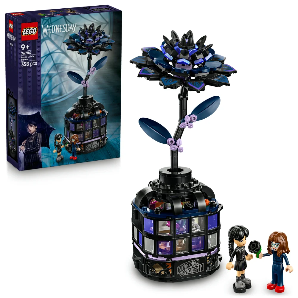 LEGO® Wednesday Black Dahlia Flower Halloween Gift, Faux Plant Room Decor 76784 Afbeelding 1