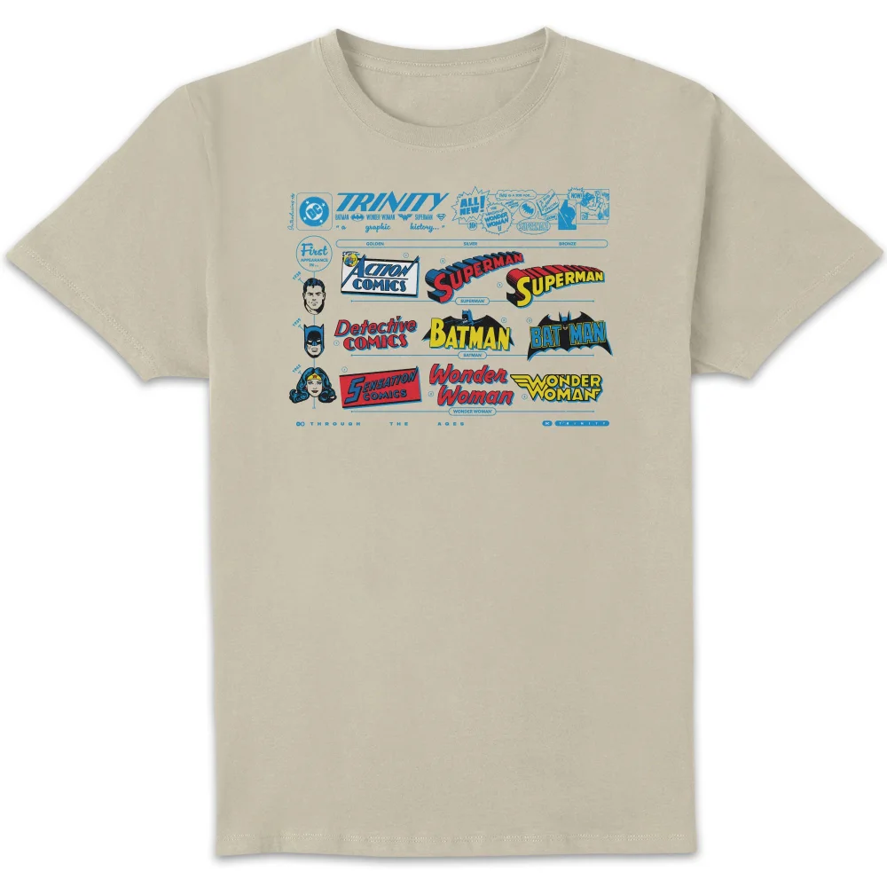 DC Comics Justice League The Trinity Visual History Unisex T-Shirt - Cream - S Afbeelding 1