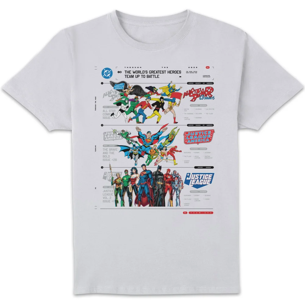 DC Comics Justice League Through The Ages Unisex T-Shirt - White - S Afbeelding 1