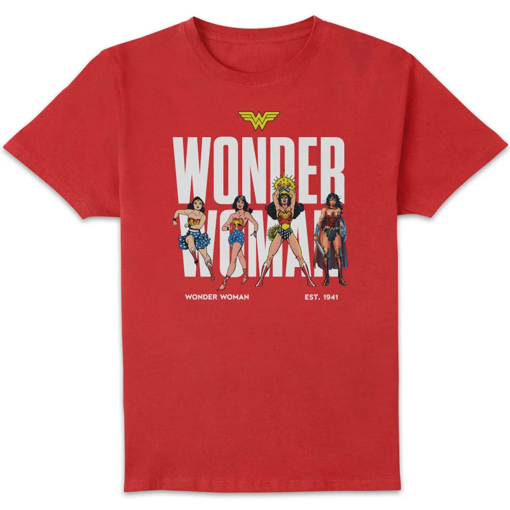 DC Comics Justice League Wonder Woman Through The Ages Unisex T-Shirt - Red - S Afbeelding 1