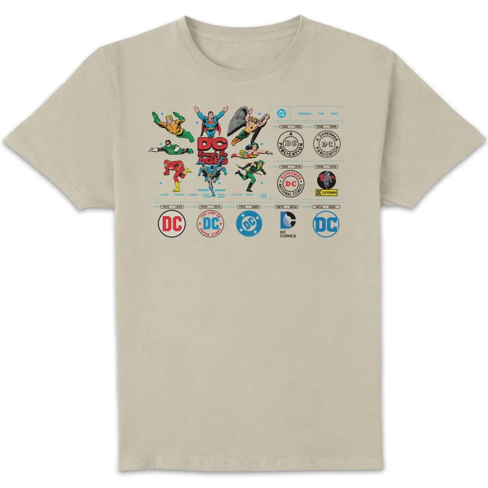 DC Comics Justice League DC Through The Ages Unisex T-Shirt - Cream - S Afbeelding 1