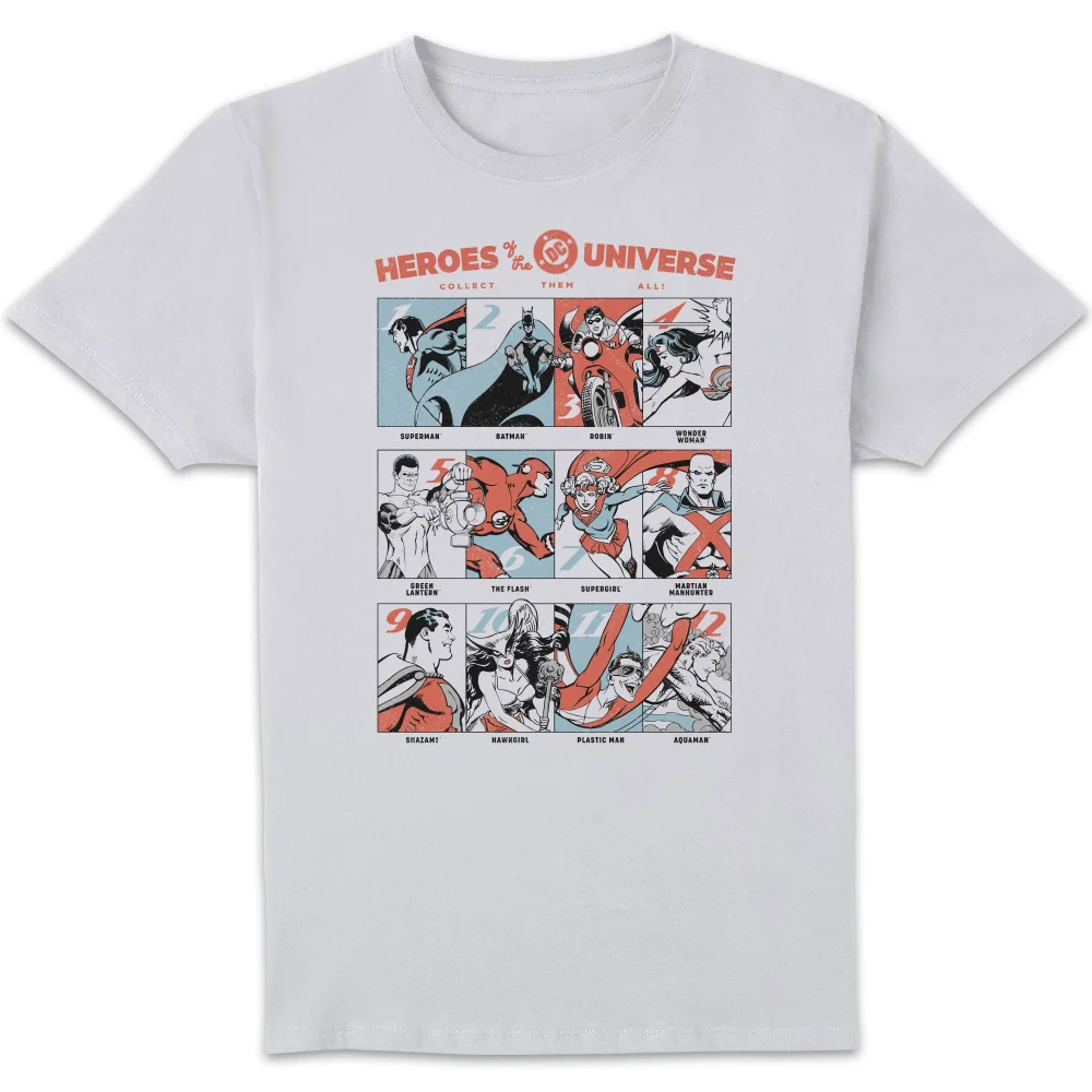 DC Comics Justice League Heroes Of The Universe Unisex T-Shirt - White - 4XL Afbeelding 1