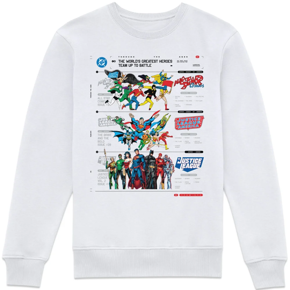 DC Comics Justice League Through The Ages Sweatshirt - White - XS Afbeelding 1