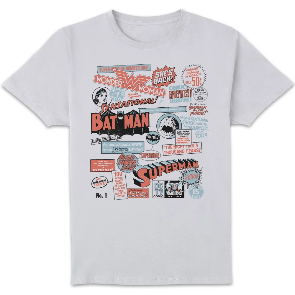 DC Comics Justice League Retro Unisex T-Shirt - White - S Afbeelding 1