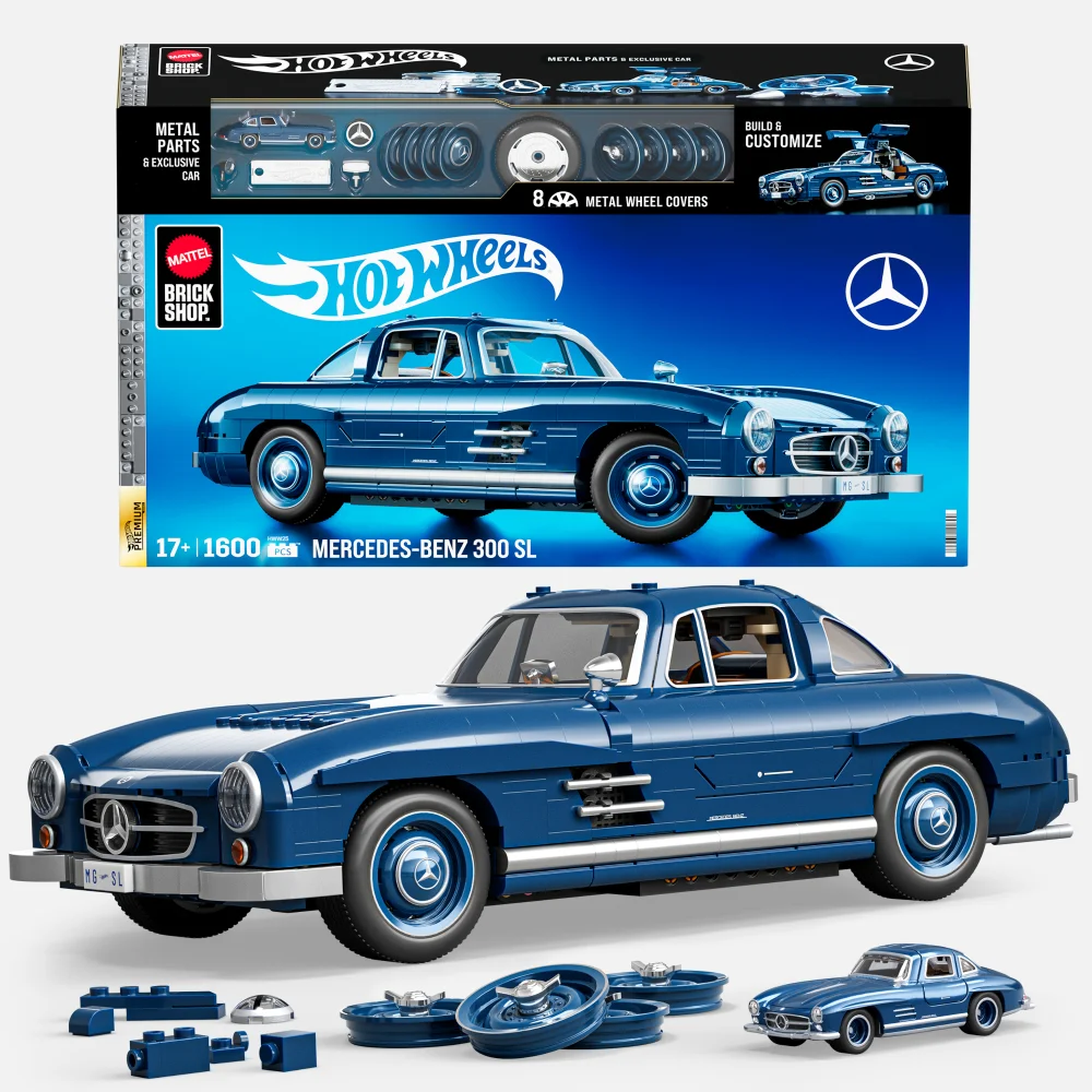 Mattel Brick Shop Hot Wheels Premium Mercedes-Benz 300 SL Building Set Afbeelding 1