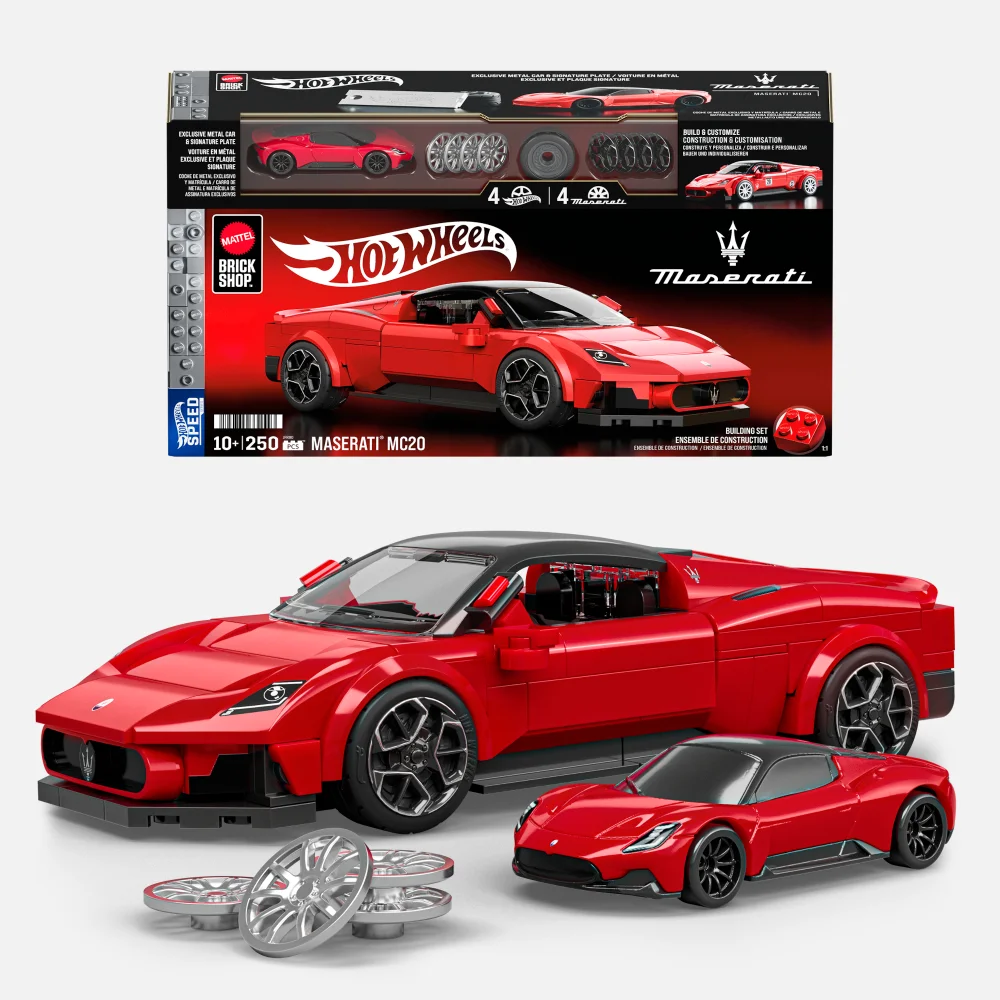 Mattel Brick Shop Hot Wheels Speed Maserati MC20 Building Set Afbeelding 1