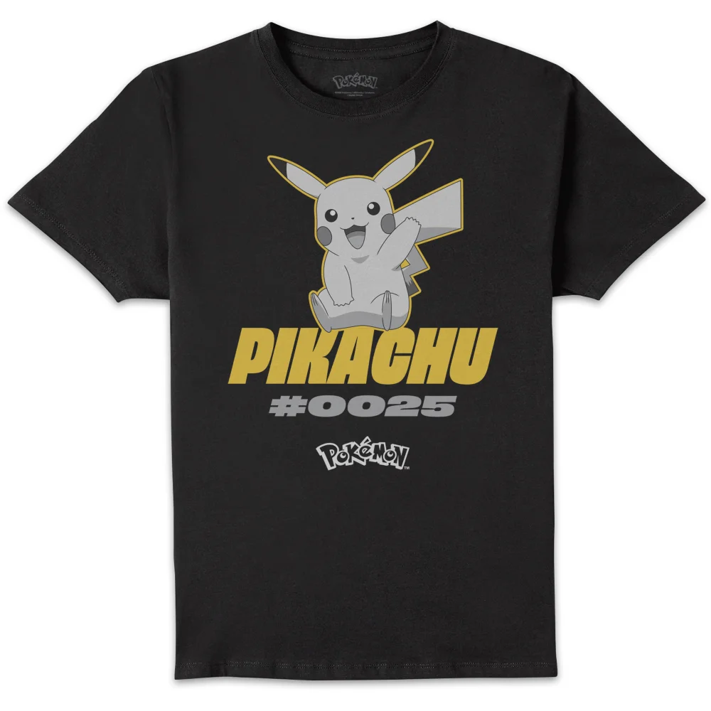 Pokémon Pikachu #0025 Unisex T-Shirt - Black - M Afbeelding 1