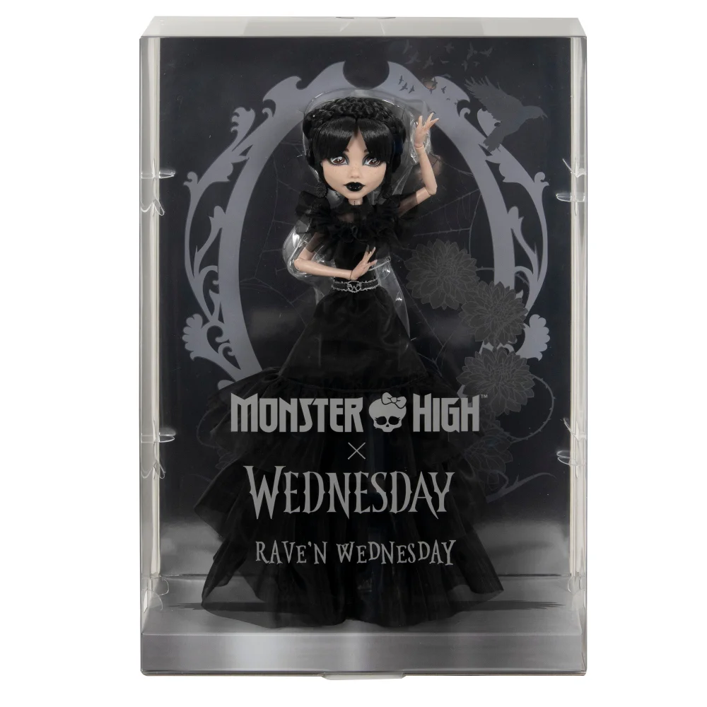 Monster High Wednesday: Wednesday Rave'n Dress Collectible Doll Afbeelding 1
