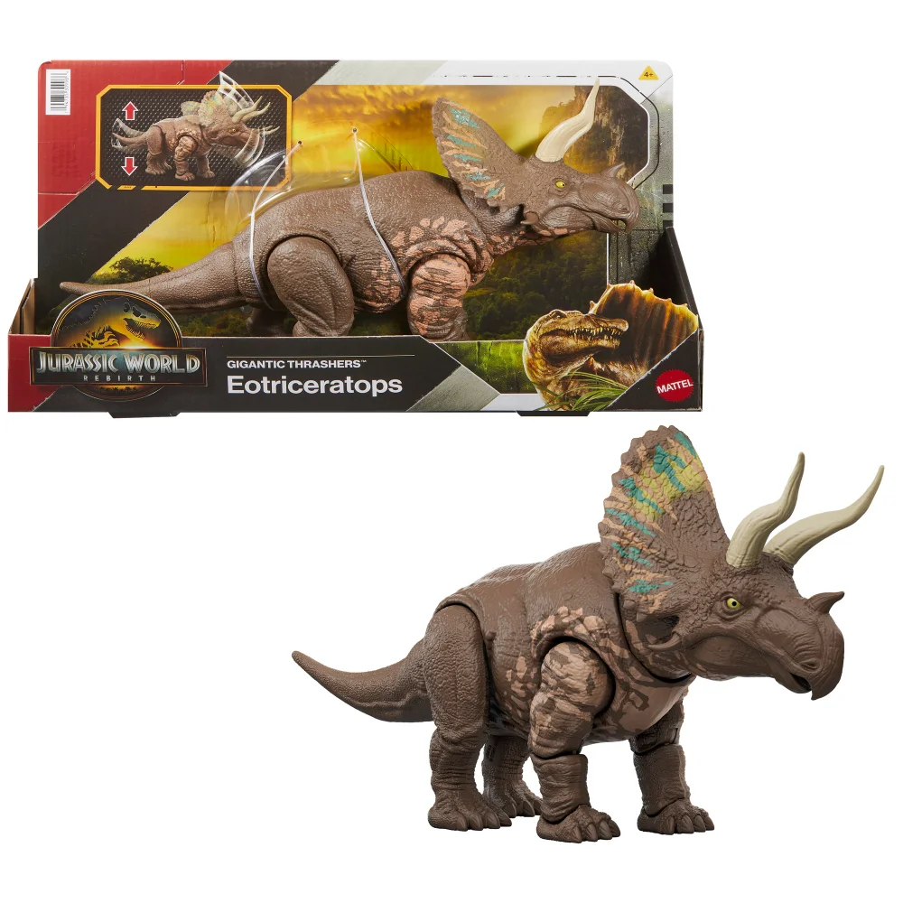 Jurassic World Saga Gigantic Thrashers: Eotriceratops Dinosaur Figure Afbeelding 1