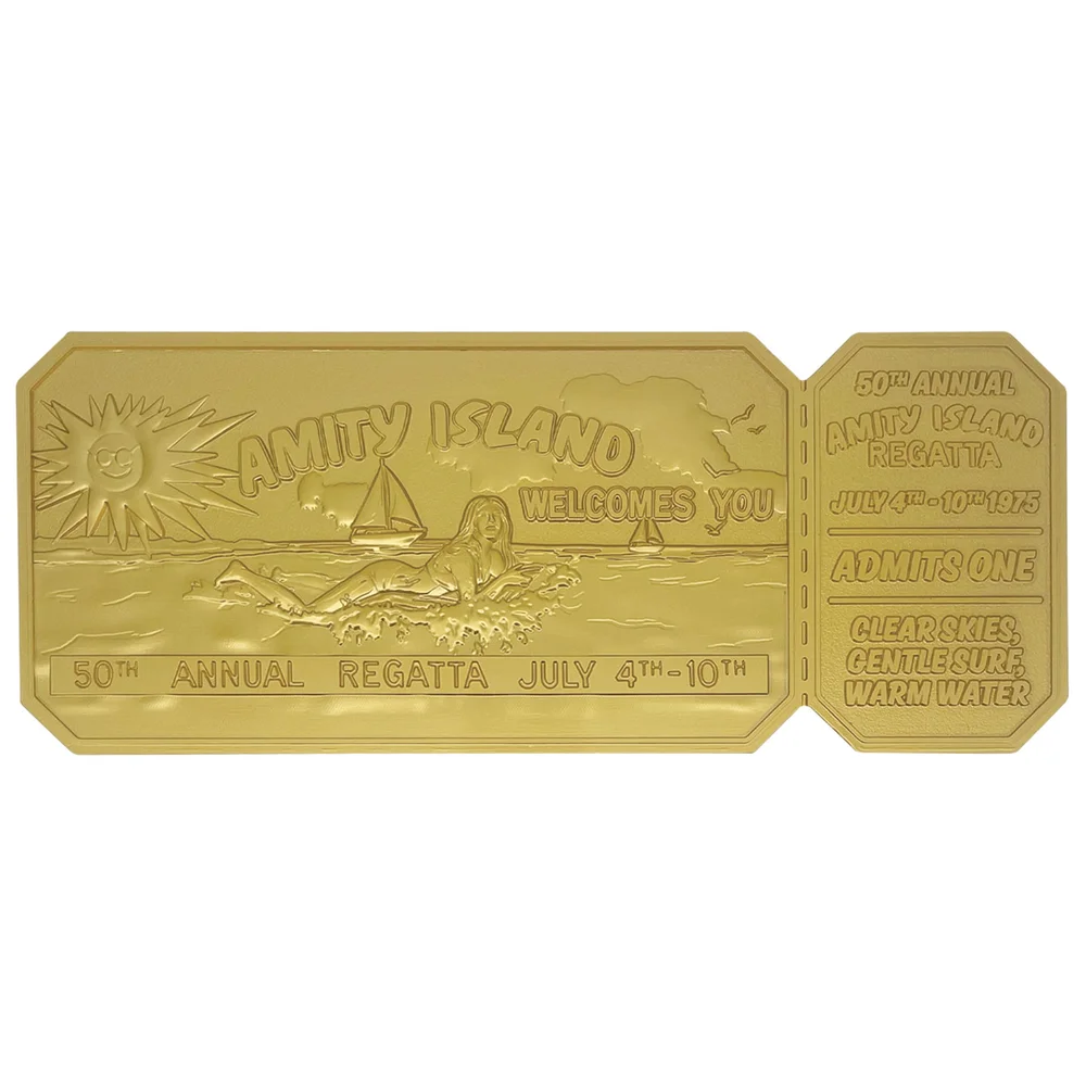 Jaws 50th Anniversary 24k Gold Plated Regatta Ticket Afbeelding 1