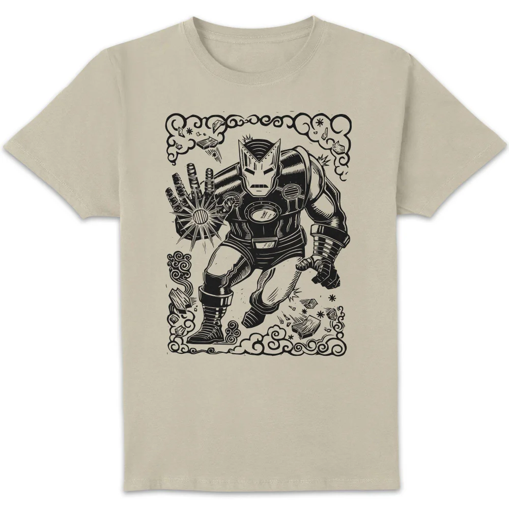 Marvel Ironman Line Art Unisex T-Shirt - Cream - S Afbeelding 1