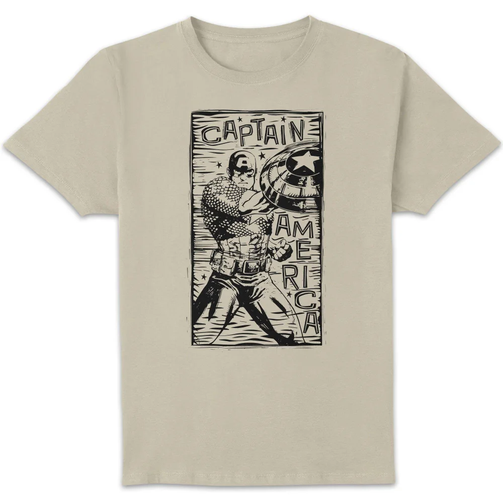 Marvel Captain America Line Art Unisex T-Shirt - Cream - S Afbeelding 1