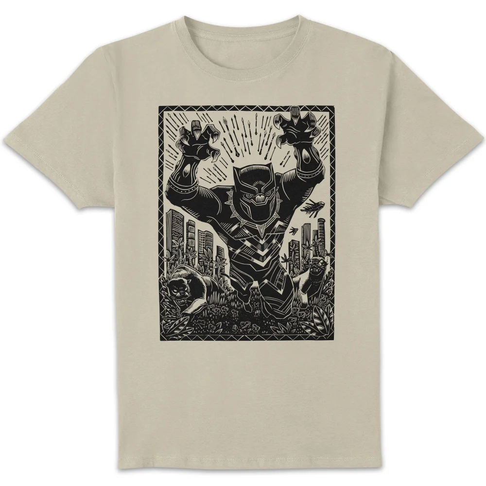 Marvel Black Panther Line Art Unisex T-Shirt - Cream - S Afbeelding 1