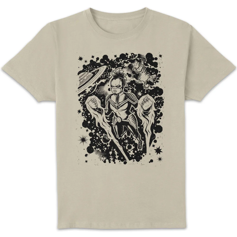 Marvel Captain Marvel Line Art Unisex T-Shirt - Cream - S Afbeelding 1