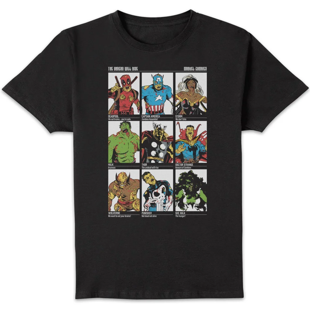 Marvel Zombie Line Up Unisex T-Shirt - Black - S Afbeelding 1