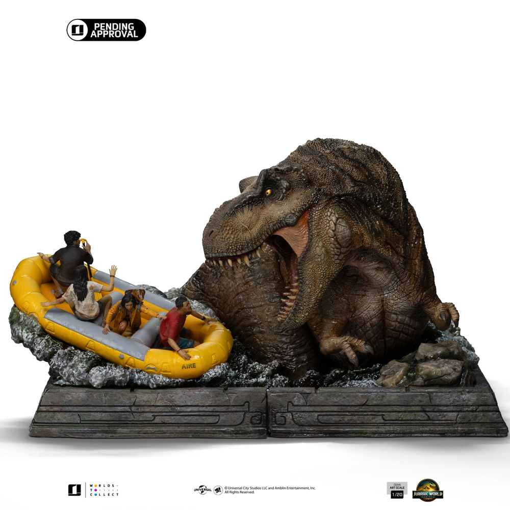 Iron Studios Jurassic World Rebirth T-Rex River Atack Demi Art Scale 1/20 Statue Afbeelding 1