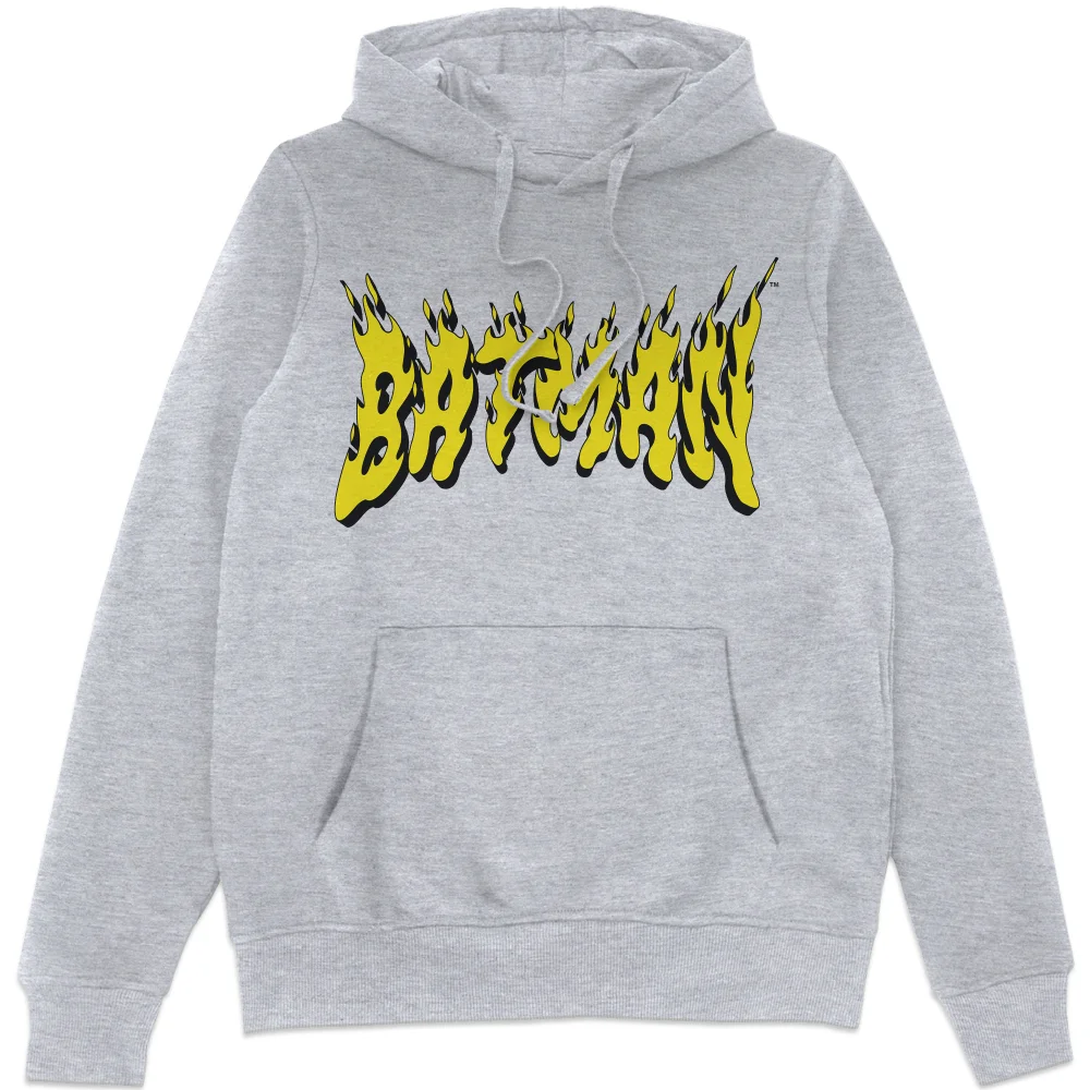DC Comics Batman Text Fire Hoodie - Grey - M Afbeelding 1