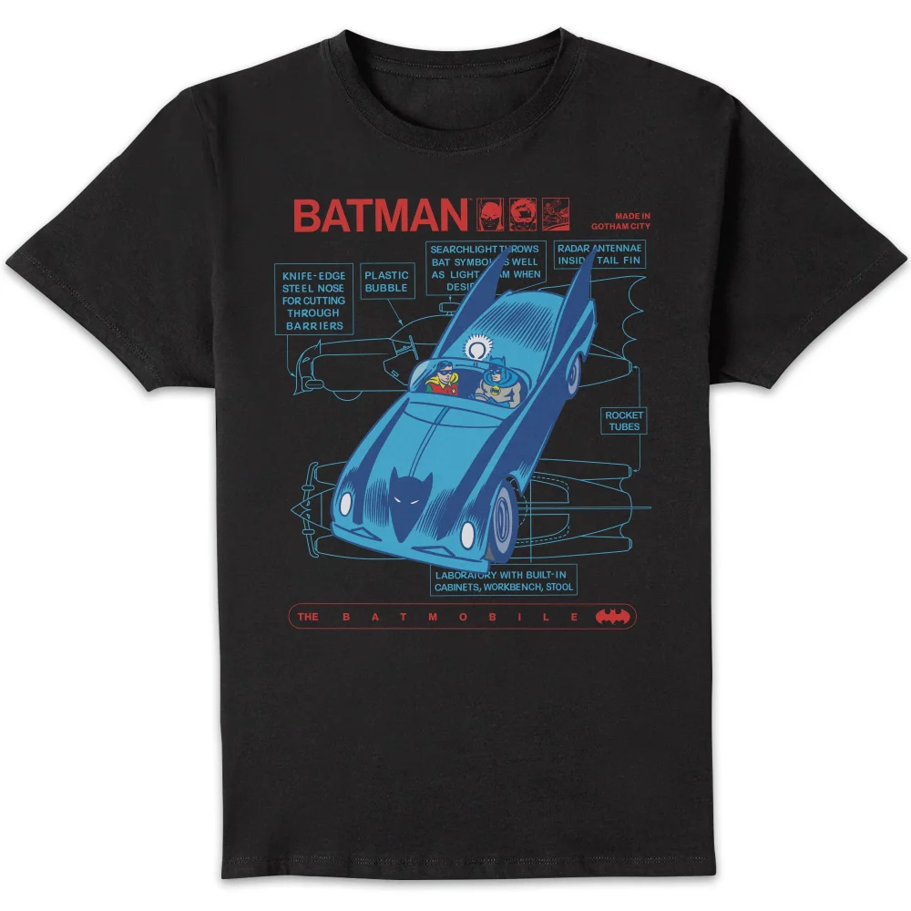 DC Comics Batman Batmobile Unisex T-Shirt - Black - S Afbeelding 1