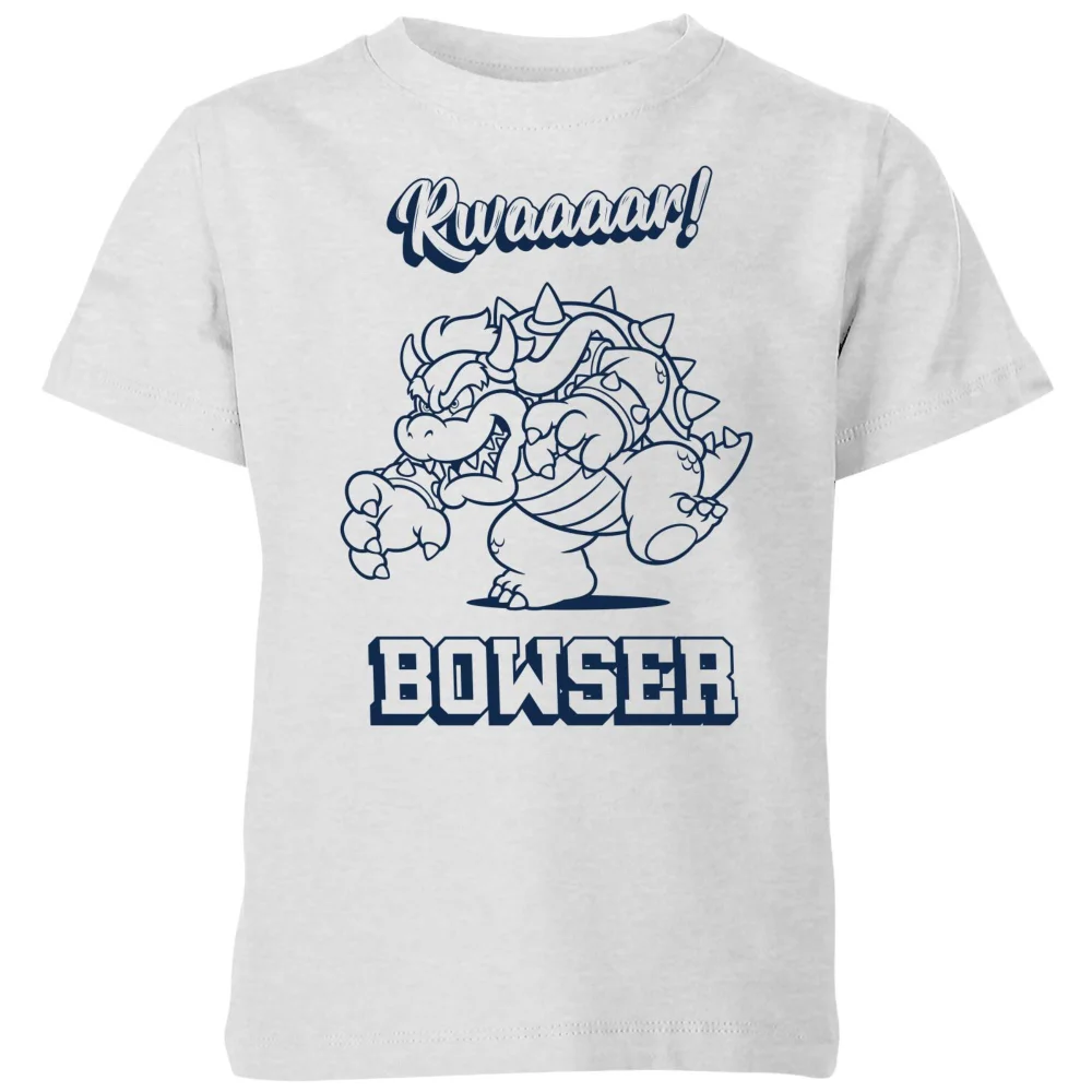 Nintendo Super Mario Bowser Rwaaar Kids' T-Shirt - Grey - 98/104 (3-4 jaar) Afbeelding 1