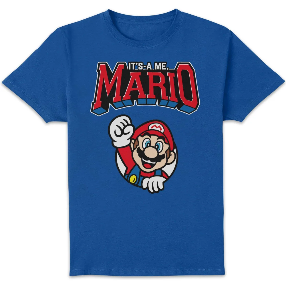 Nintendo Super Mario Varsity Mario Unisex T-Shirt - Blue - S Afbeelding 1