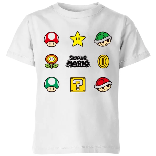 Nintendo Super Mario Items Kids' T-Shirt - White