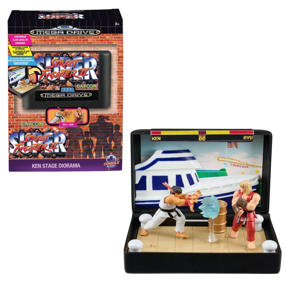 Console Heroes Sega Mega Drive Street Fighter II Ken Stage Diorama Afbeelding 1