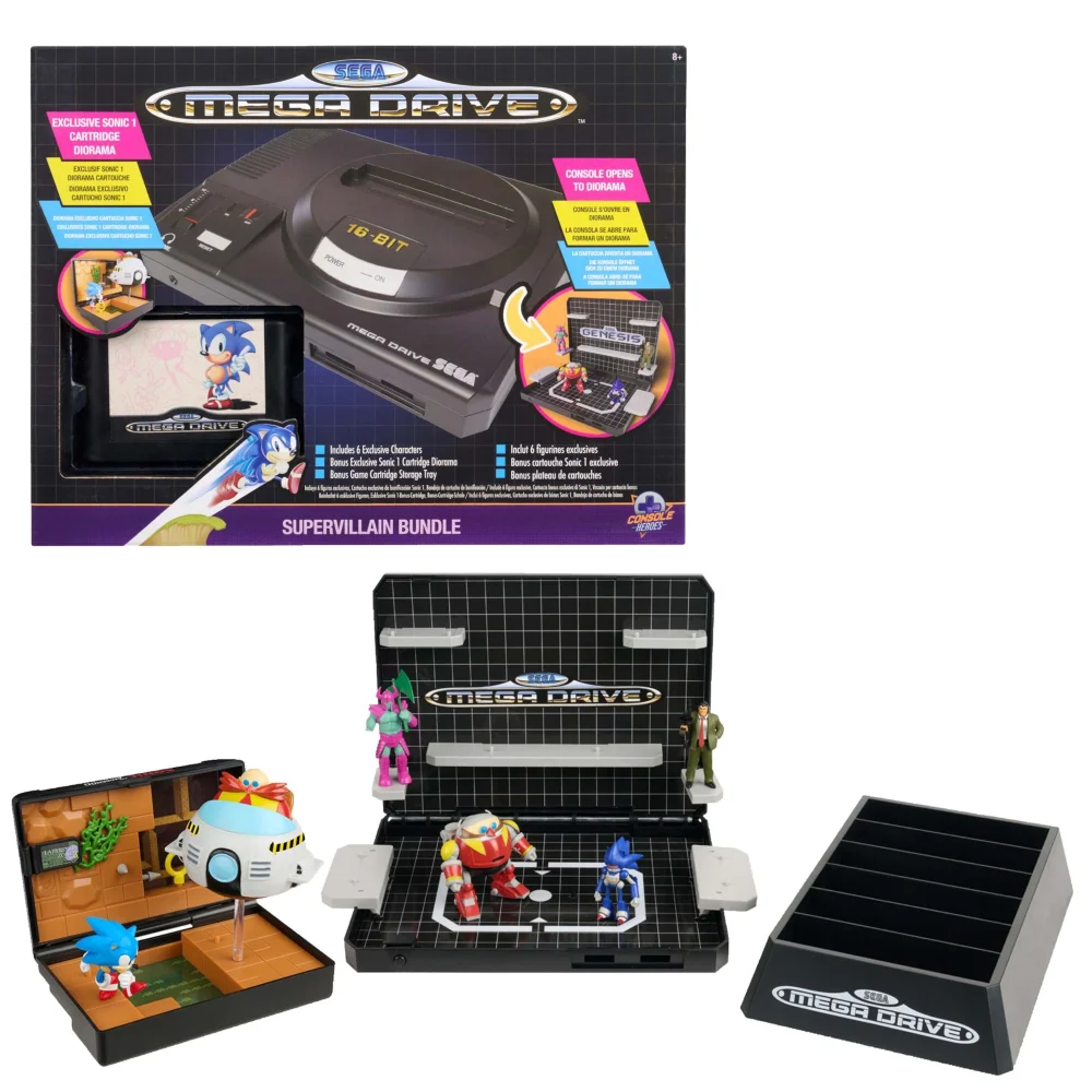 Console Heroes Sega Mega Drive Console & Sonic The Hedgehog Supervillain Bundle Diorama Afbeelding 1