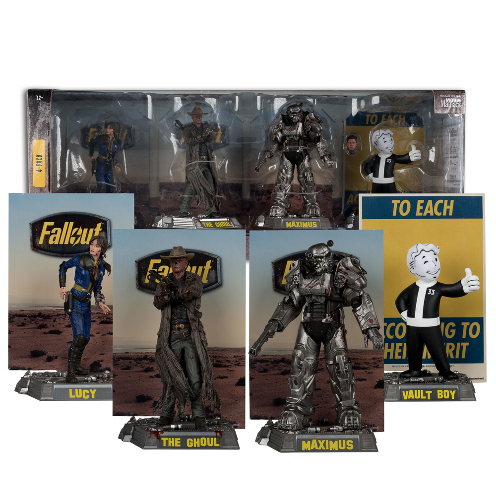 Fallout Movie Maniacs PVC Statue 4-Pack Lucy, Maximus, The Ghoul & Vault Boy 15 cm Afbeelding 1