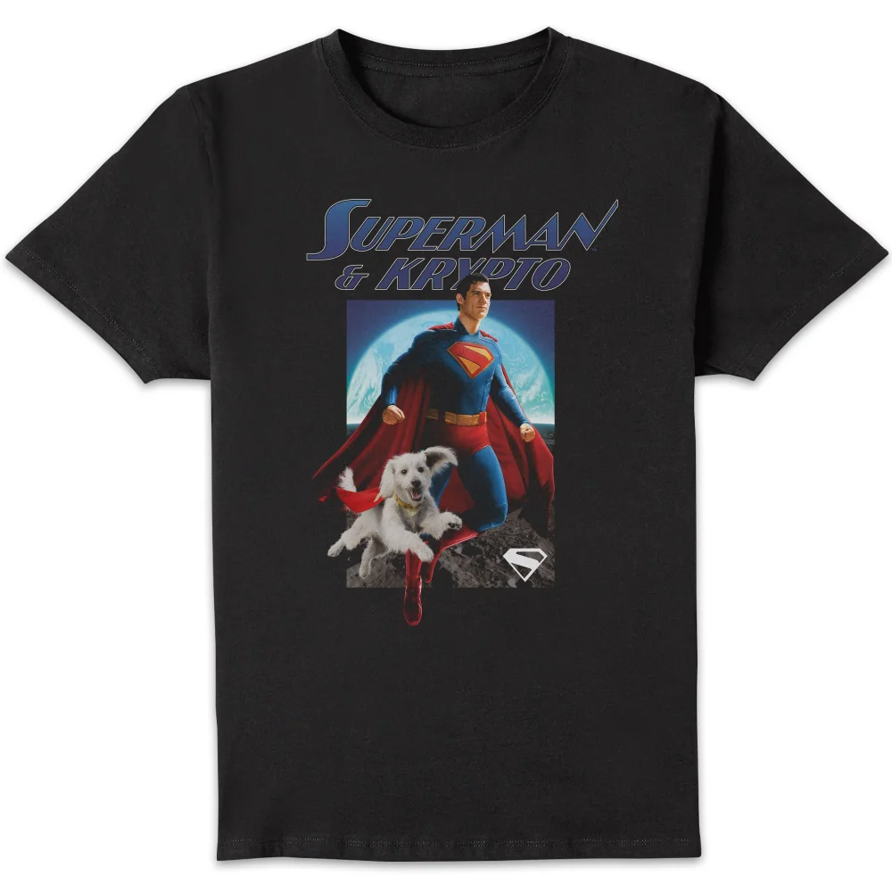 DC Comics Superman And Krypto Unisex T-Shirt - Black - S Afbeelding 1