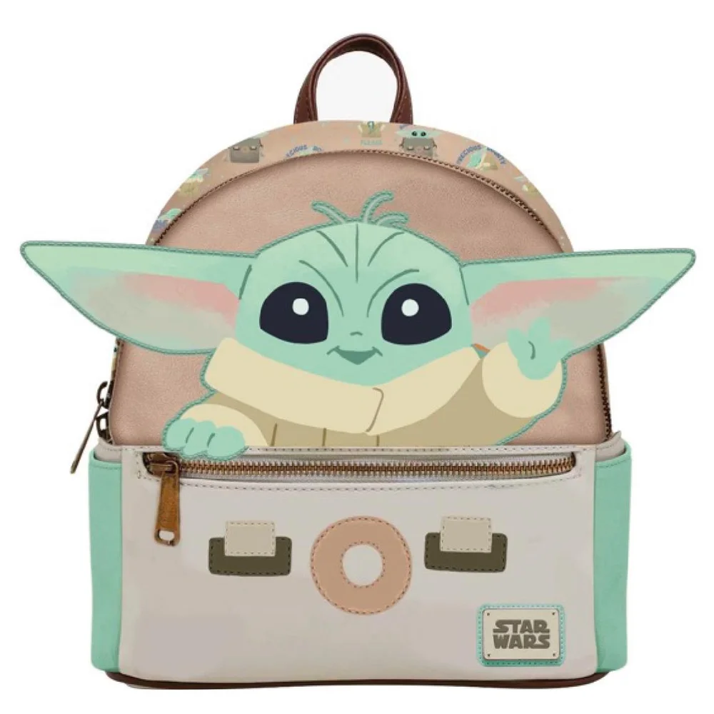 Star Wars The Mandalorian Grogu Faux Leather Casual Fashion Backpack Afbeelding 1