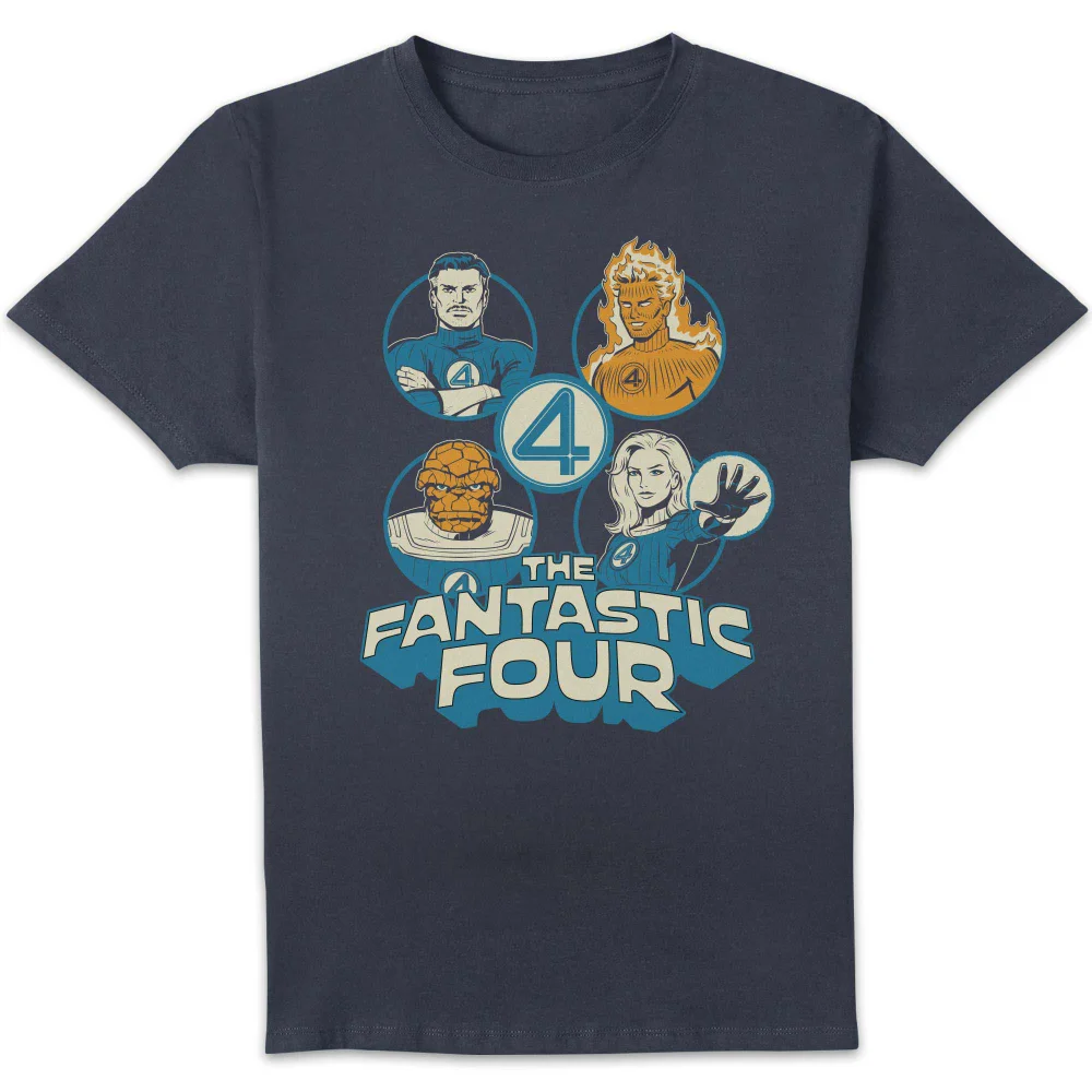 Marvel Fantastic Four Hero Badges Unisex T-Shirt - Navy - S Afbeelding 1