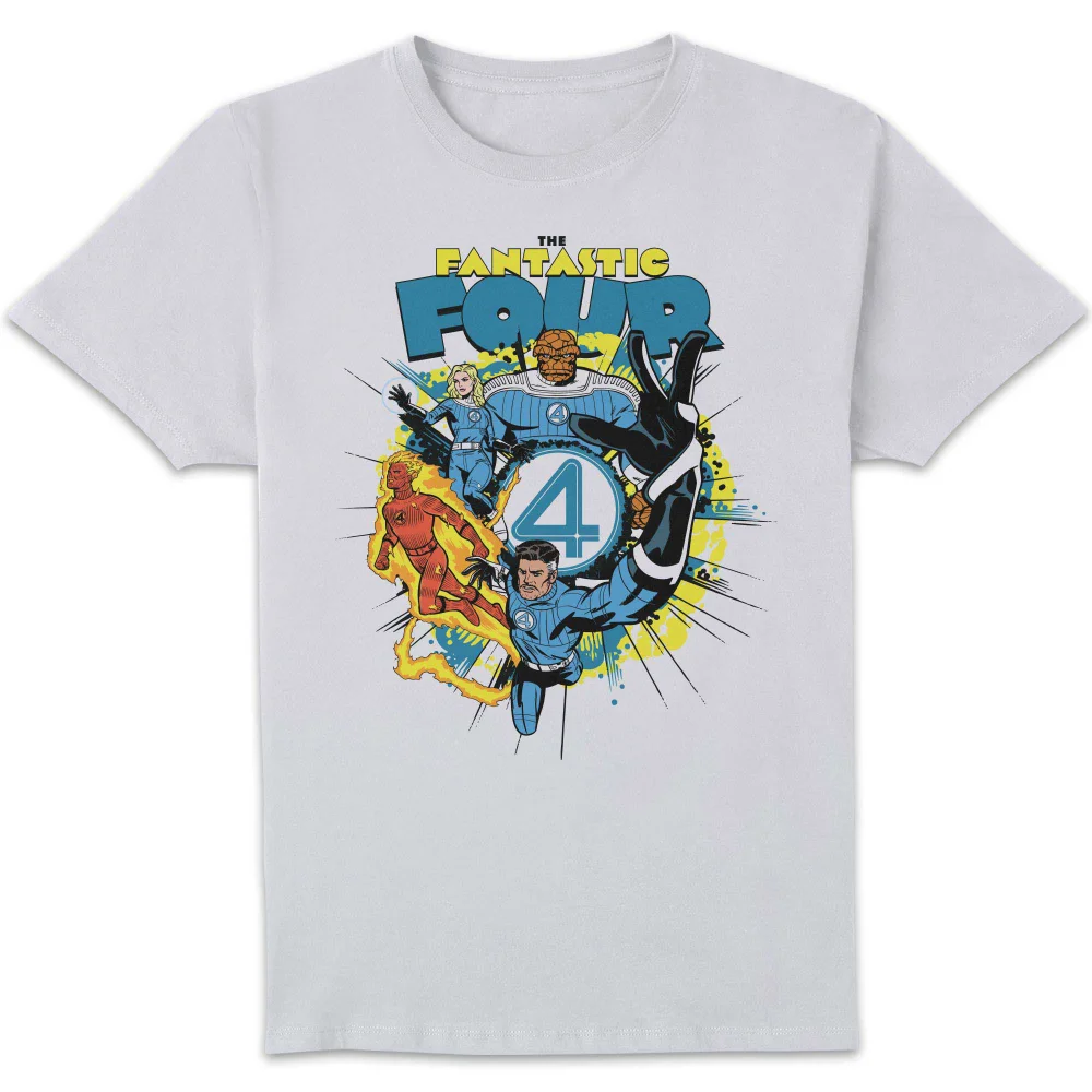 Marvel Fantastic Four Group Burst Unisex T-Shirt - White - S Afbeelding 1