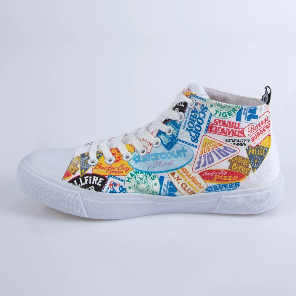 Akedo x Stranger Things Welcome to Hawkins High Top - White - UK 8 / EU 42 / US Men's 8.5 / US Women's 10 Afbeelding 1