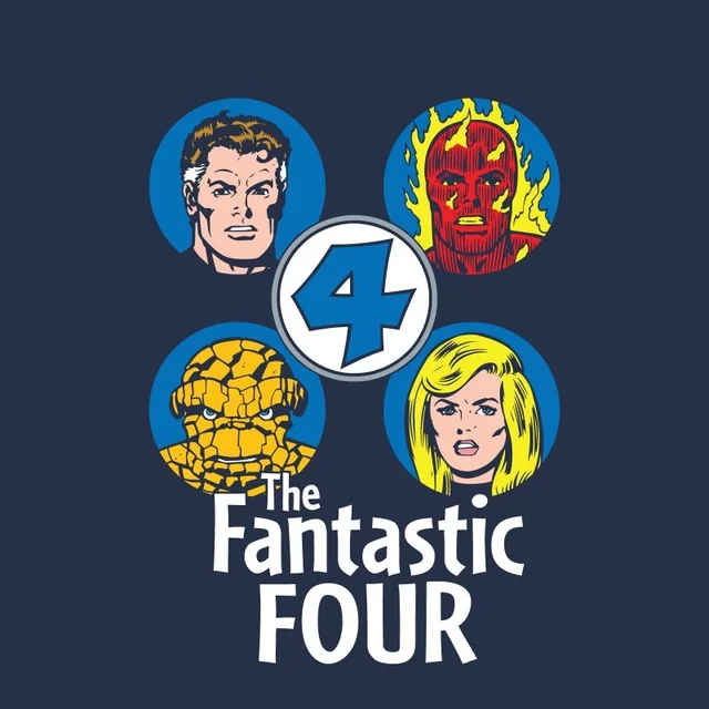 Marvel Fantastic Four Team Headshots Unisex T-Shirt - Navy