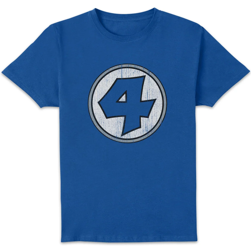 Marvel Fantastic Four Distressed Retro Logo Unisex T-Shirt - Blue - S Afbeelding 1