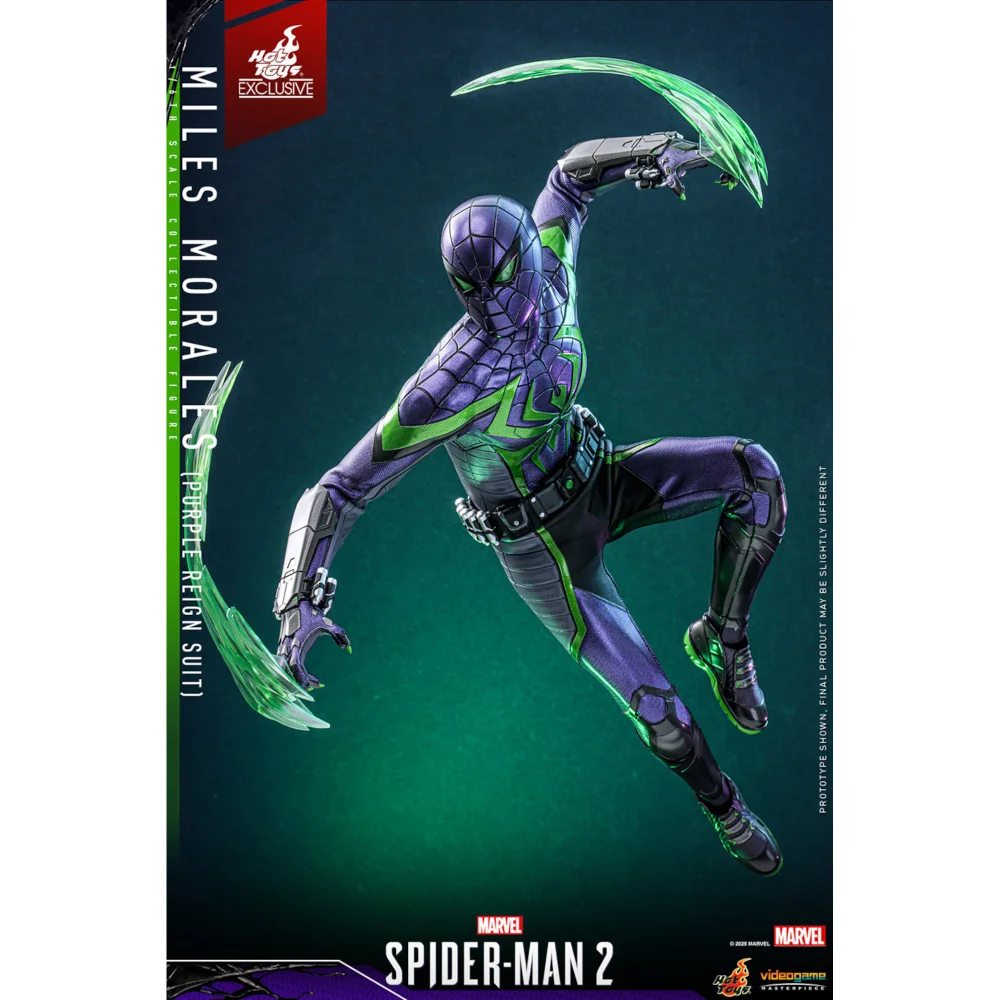 Hot Toys Spider-Man 2 Mile Morales 1/6th Scale Poseable Figure (Purple Reign Suit) (30cm) Afbeelding 1