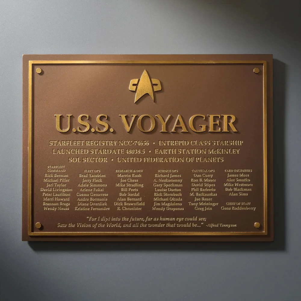 Star Trek U.S.S. Voyager NCC-74656 Dedication Polyresin Plaque (14") Afbeelding 1