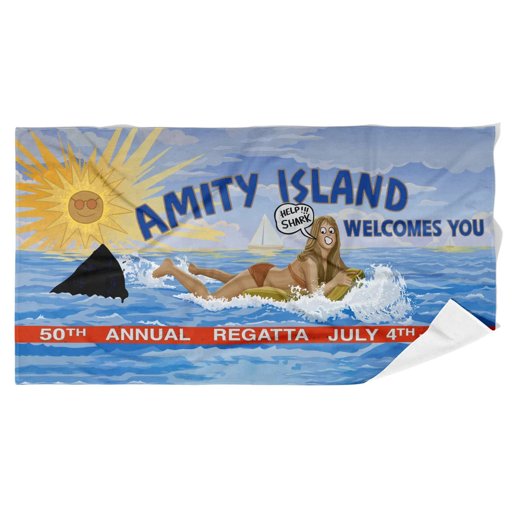 Jaws Amity Welcome Sign Beach Towel Afbeelding 1